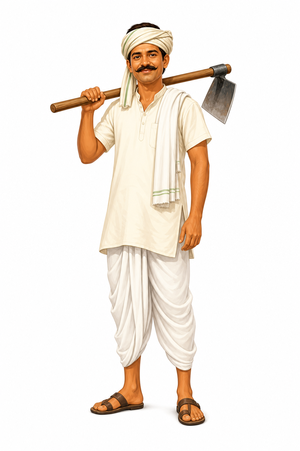 Farmer holding a farming tool